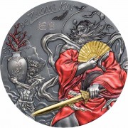 Cook Islands ZHONG KUI series ASIAN MYTHOLOGY $20 Silver Coin Antique finish Proof 2019 Ultra High Relief Smartminting Gold plated 3 oz